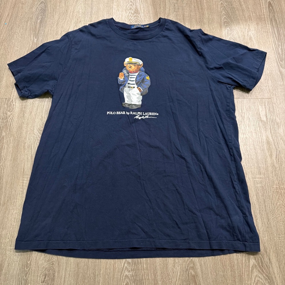Polo Ralph Lauren Mens Navy Blue Polo Bear Captain T-Shirt 2XLT 711741111001